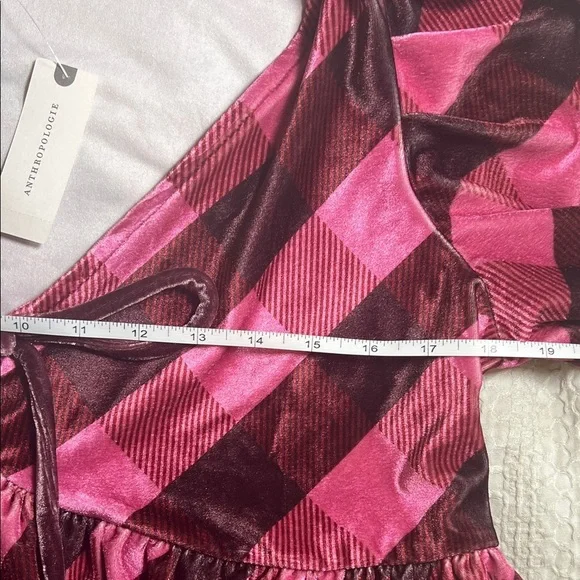 Anthropologie Pink and Brown Checkered Blouse size L - Picture 4 of 7